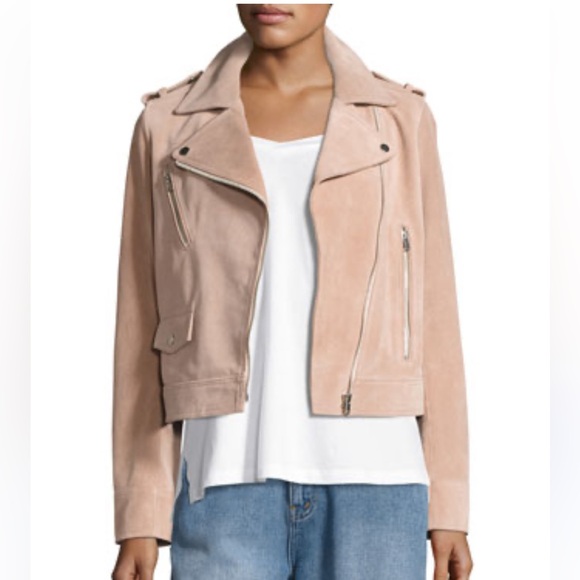NWOT Robert Rodriguez blush suede moto jacket - Picture 5 of 6